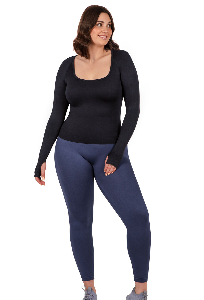 Seamless Square Neck Long Sleeve Top