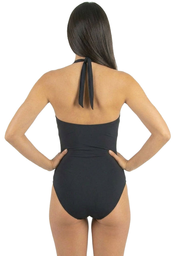 Petite Halter One-Piece Swimsuit with Ruched Bust