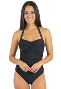 Petite Halter One-Piece Swimsuit with Ruched Bust