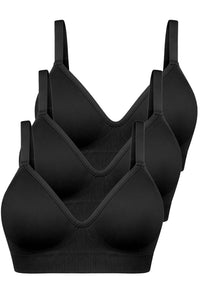 Plunge Comfort Tshirt Bra | Wireless with Fixed Moulded Cups - 3 Pack