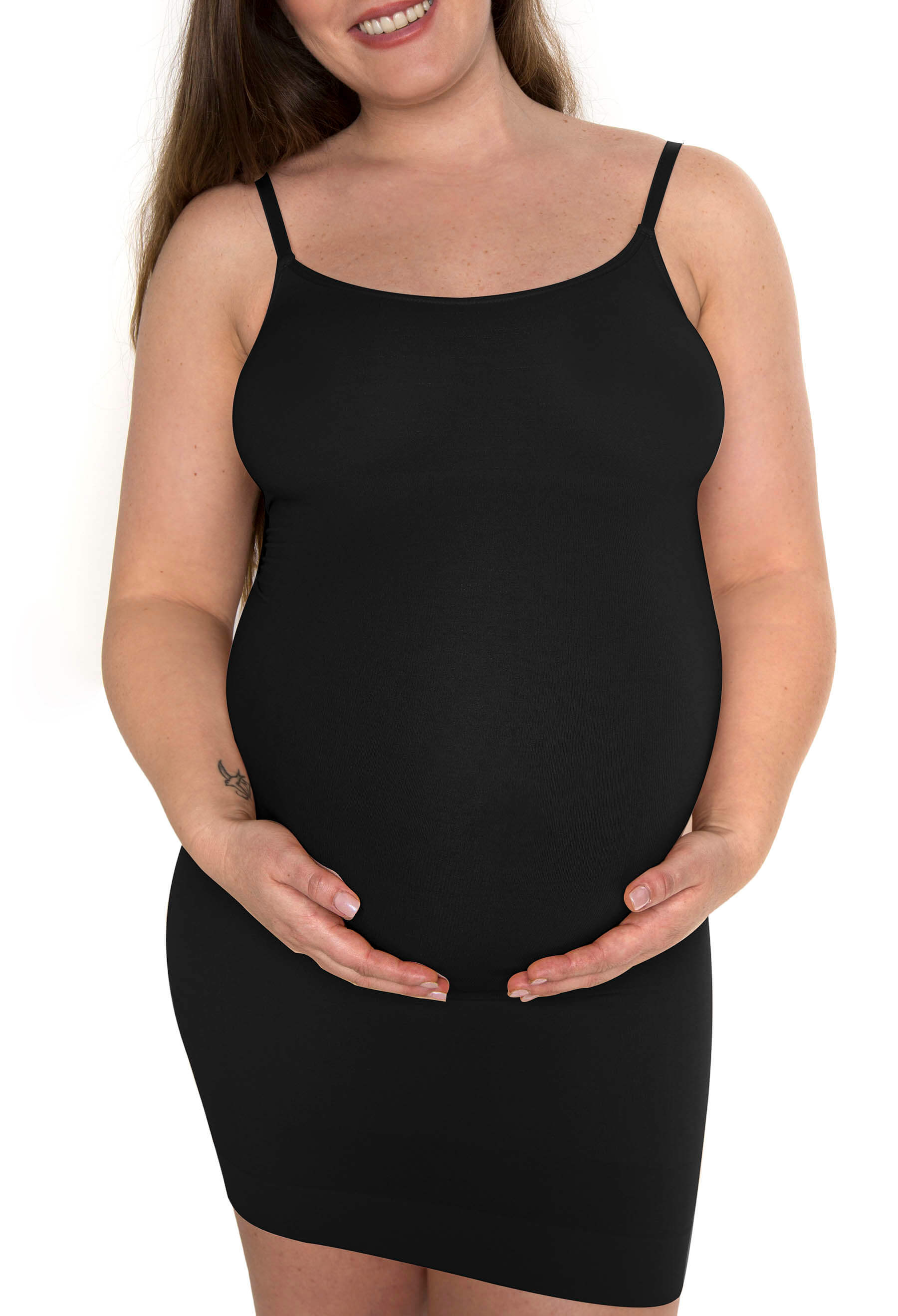 My Bump Women Maternity Clothes Cami Dress - Stretch Cotton Adjustable  Spaghetti Straps Pregnancy Slip Camisole Tank