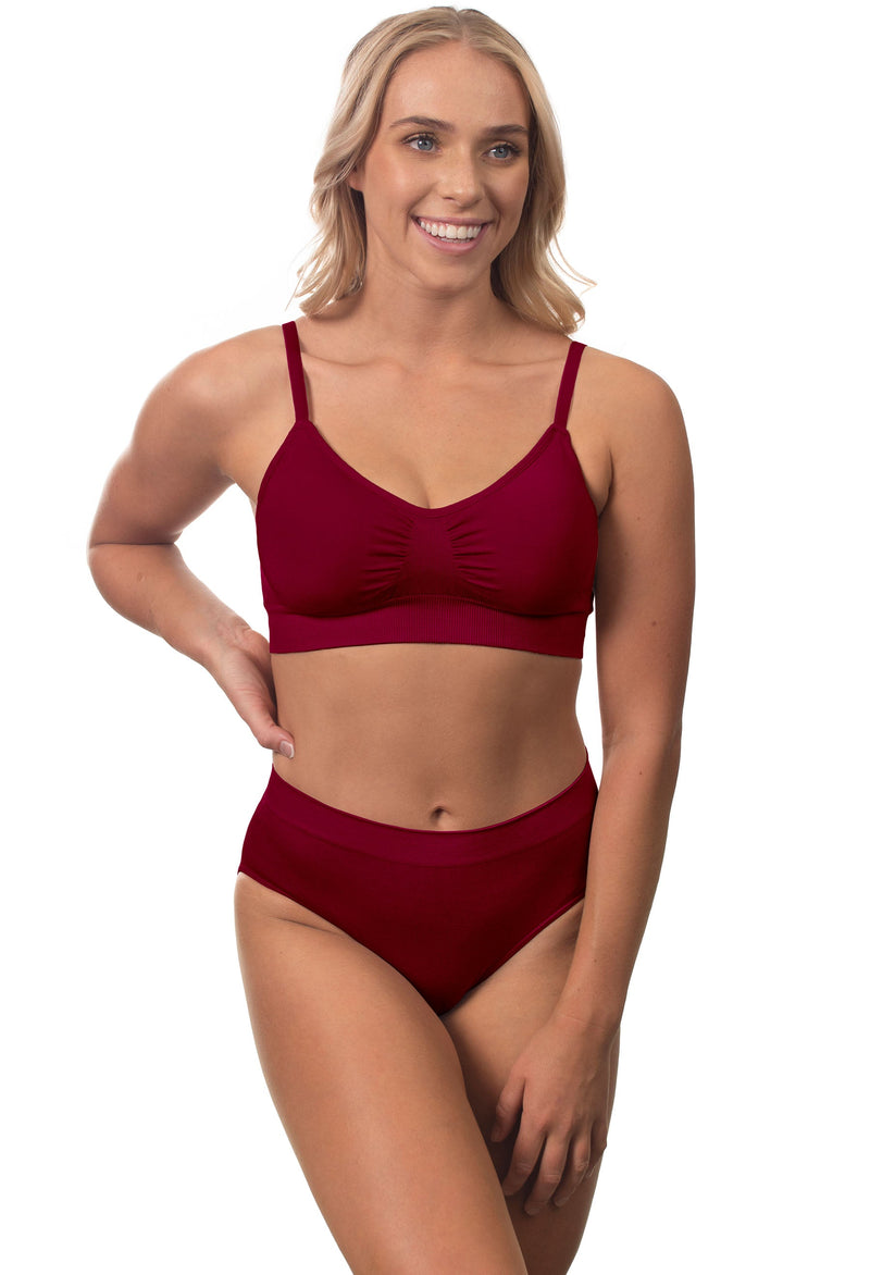 Burgundy Bamboo Bra + High Cut Set With FREE Nipple Covers