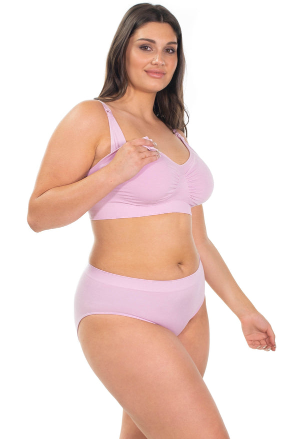 Bamboo Nursing Bra + High Cut Undies Lilac Snow Set