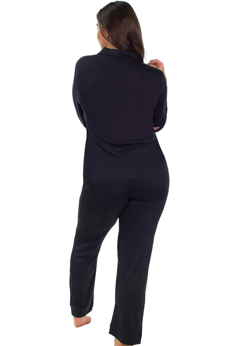 Super Soft Microfibre Pyjama Set Black  - Clearance due to Colourfastness