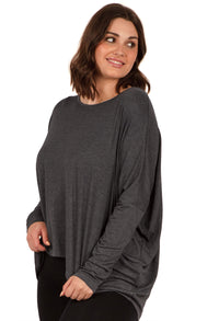 Bamboo Boat Neck Long Sleeve Top