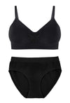 Black Bamboo Padded Wire Free Bra and High Cut Brief Set