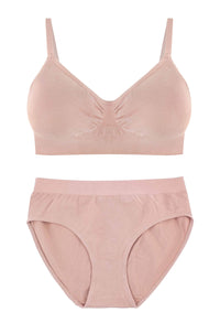 Nude Bamboo Bra + High Cut Set With FREE Nipple Covers