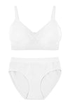 White Bamboo Padded Wire Free Bra and High Cut Brief Set