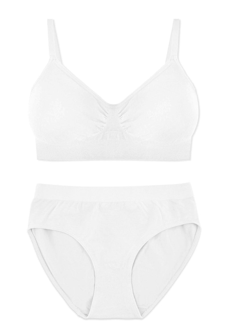 White Bamboo Padded Wire Free Bra and High Cut Brief Set