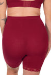 Maternity Anti Chafing High Rise Long Cotton Rich Shorts | Burgundy