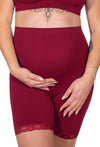 Maternity Anti Chafing High Rise Long Cotton Rich Shorts | Burgundy