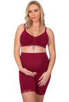 Maternity Anti Chafing High Rise Long Cotton Rich Shorts | Burgundy