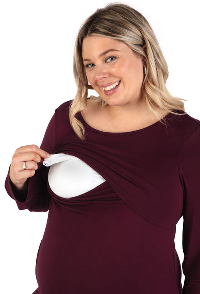 Bamboo Long Sleeve Maternity & Nursing Dress - 2 Pack