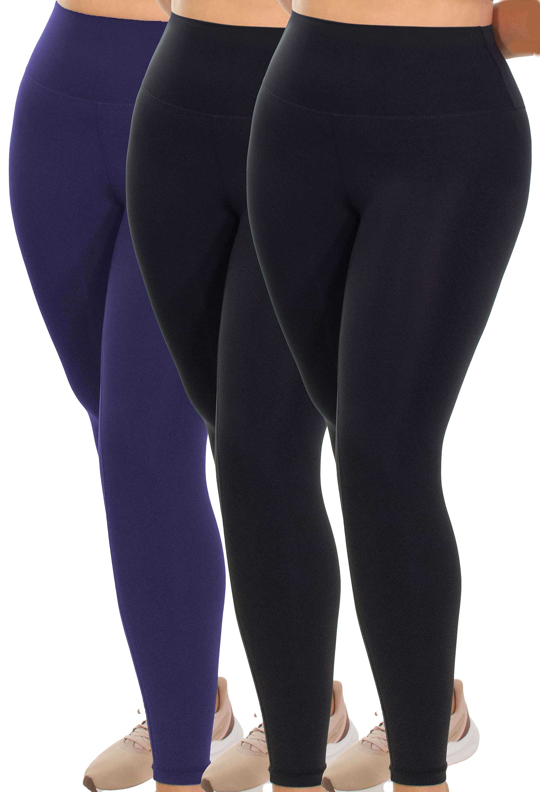 High Waisted Sleek Gym Leggings (Lint & Pet Hair Resistant) - 3 Pack