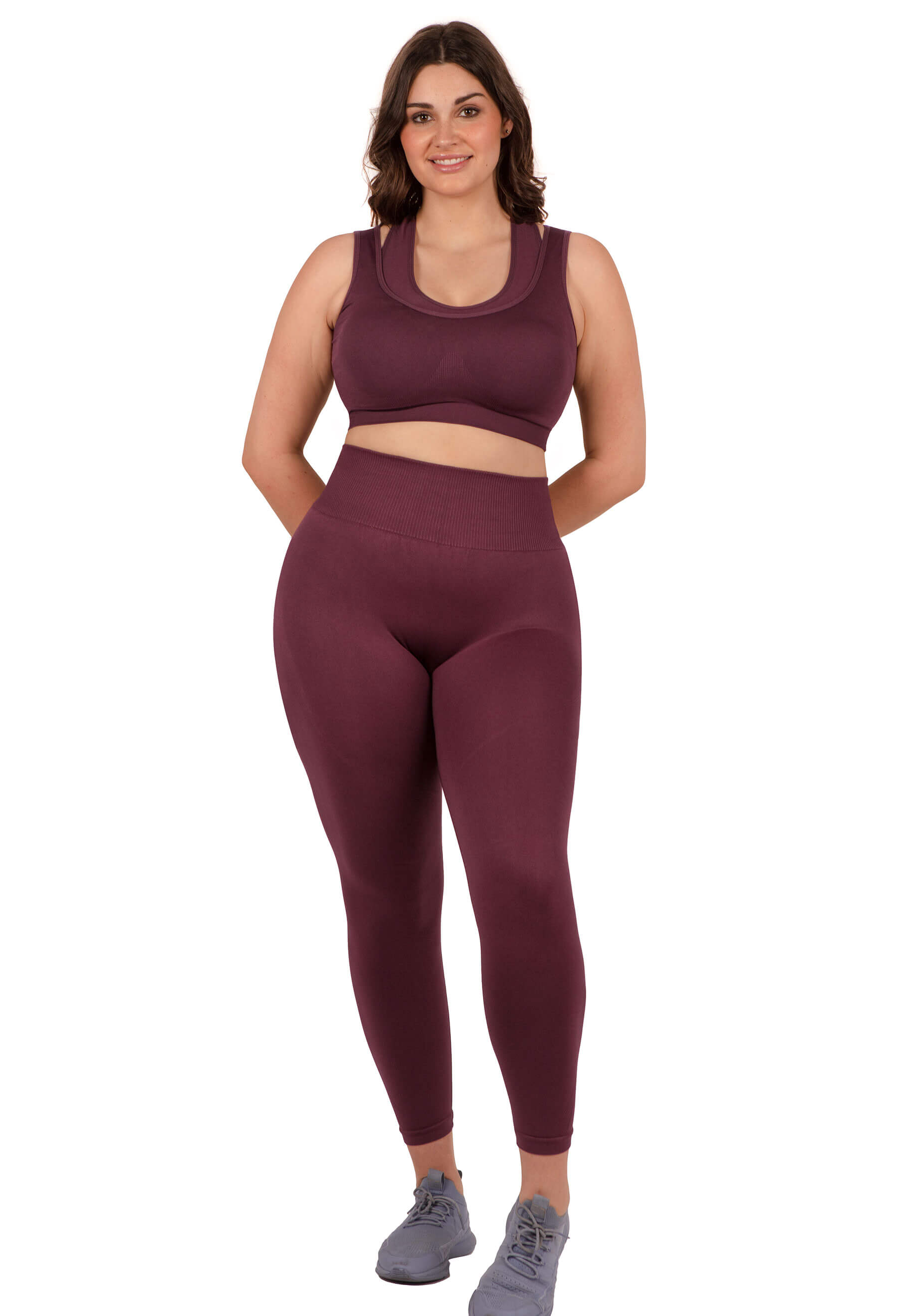 Sports Set - Triple-layer Support Racer Bra & Seamless High Waist Full  Length Leggings