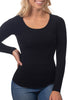 women's long sleeve top in ultra-soft bamboo rich fabrication wardrobe staple seamless construction prevents any irritation
