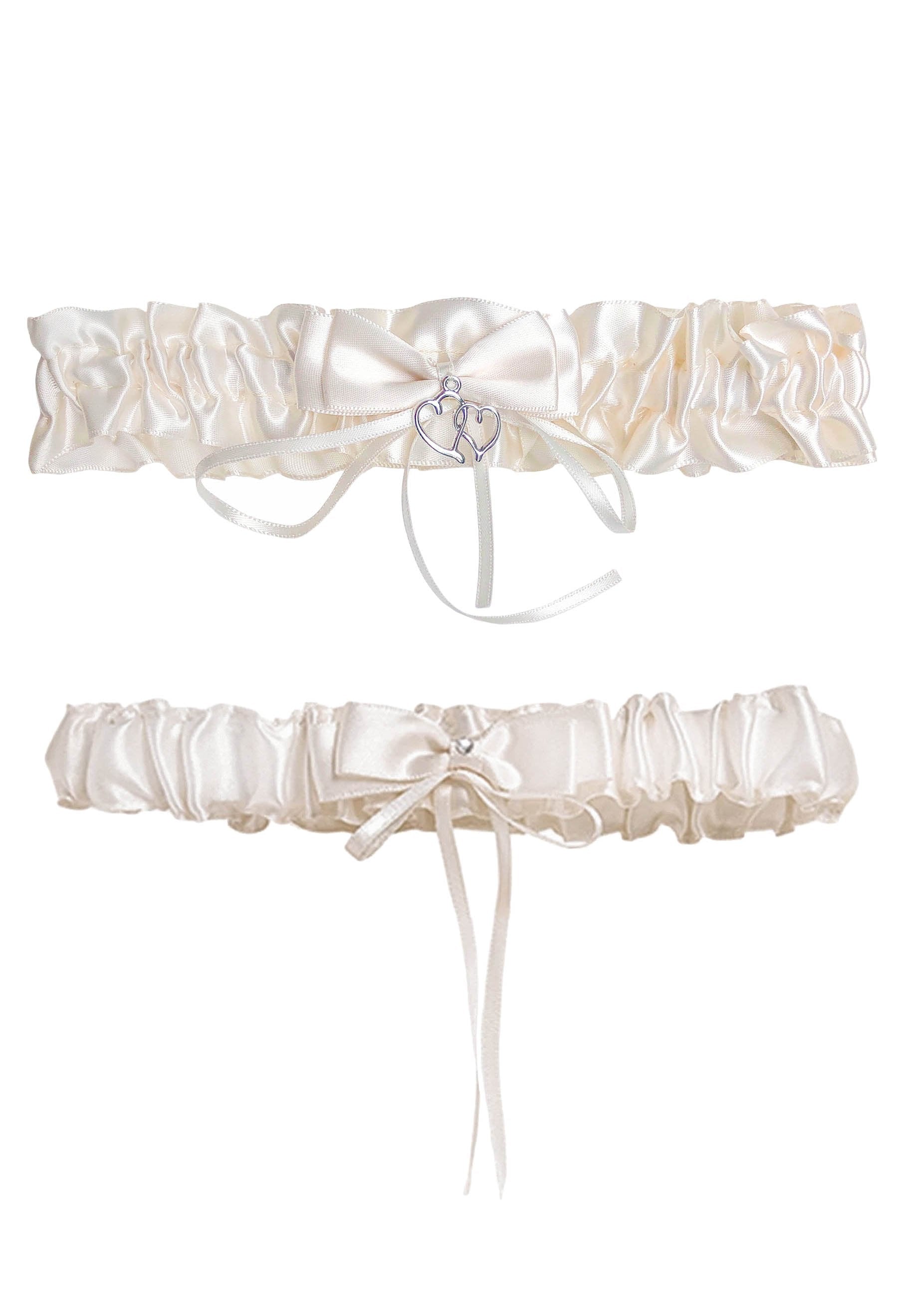 Bridal Garter Set, White, Ivory & Blue