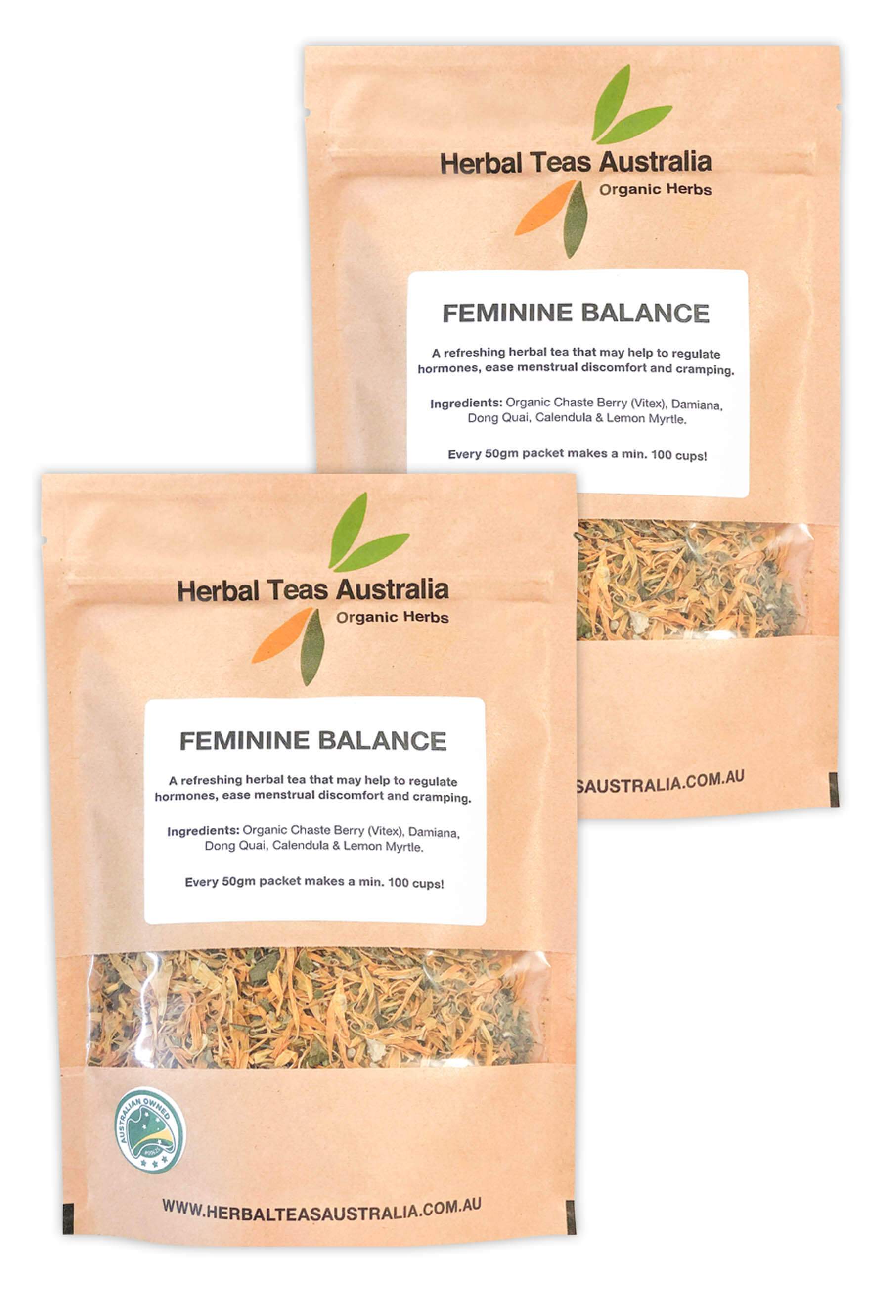Organic Feminine Balance Herbal Tea 2 Pack - Makes 200 Cups