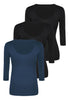 Bamboo 3/4 Sleeve Top -3 Pack