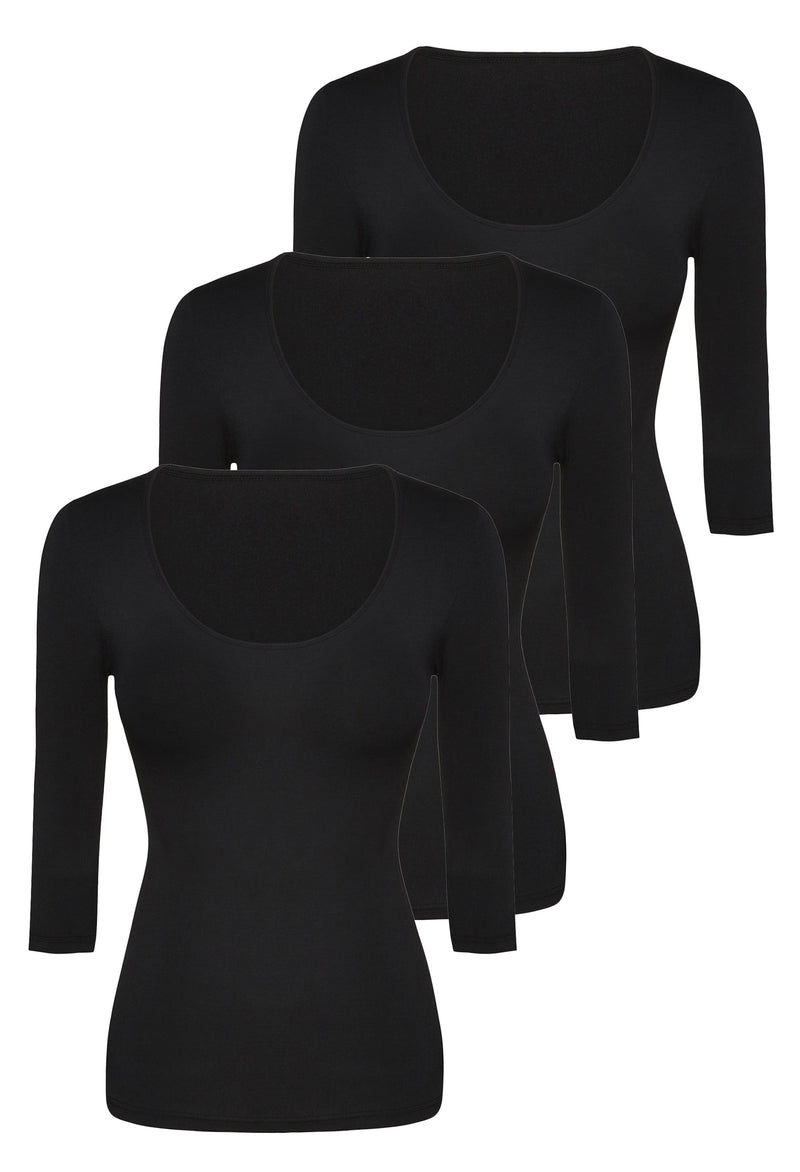 Bamboo 3/4 Sleeve Top  -3 Pack