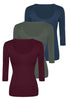 Bamboo 3/4 Sleeve Top -3 Pack