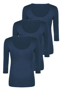 Bamboo 3/4 Sleeve Top  -3 Pack