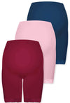 Maternity Anti Chafing High Rise Long Cotton Shorts - 3 Pack