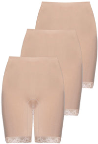 Plus Size Anti Chafing High Rise Long Cotton Shorts - 3 Pack