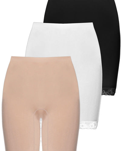 Anti Chafing High Rise Long Cotton Rich Shorts - 3 Pack