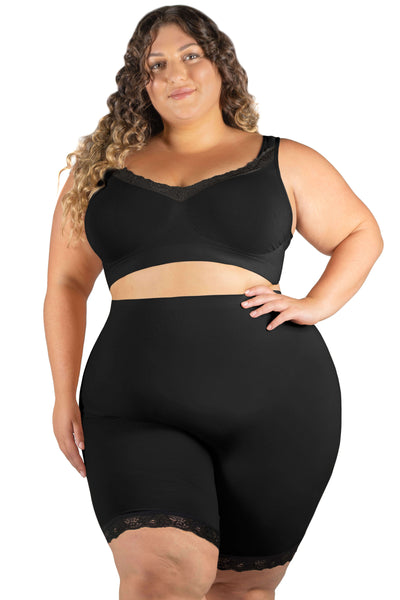 Plus Size Anti Chafing High Rise Long Cotton Rich Shorts