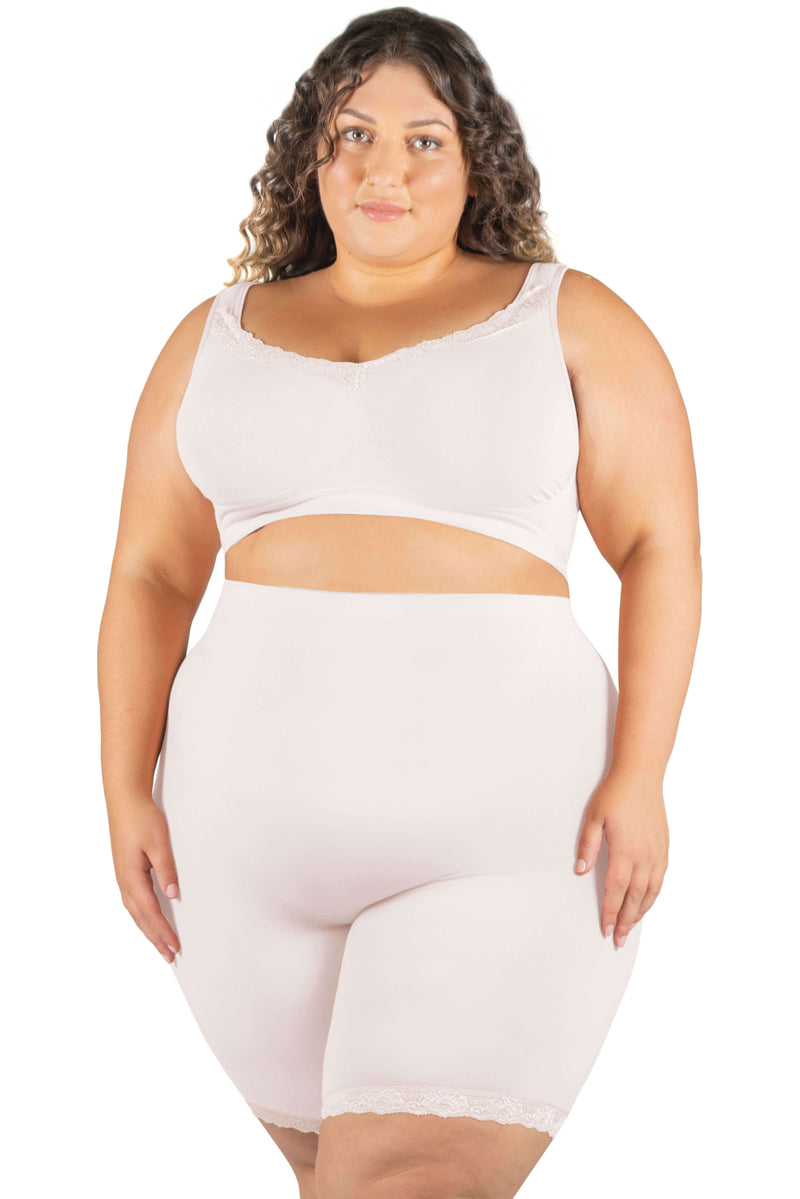 Plus Size Anti Chafing High Rise Long Cotton Rich Shorts