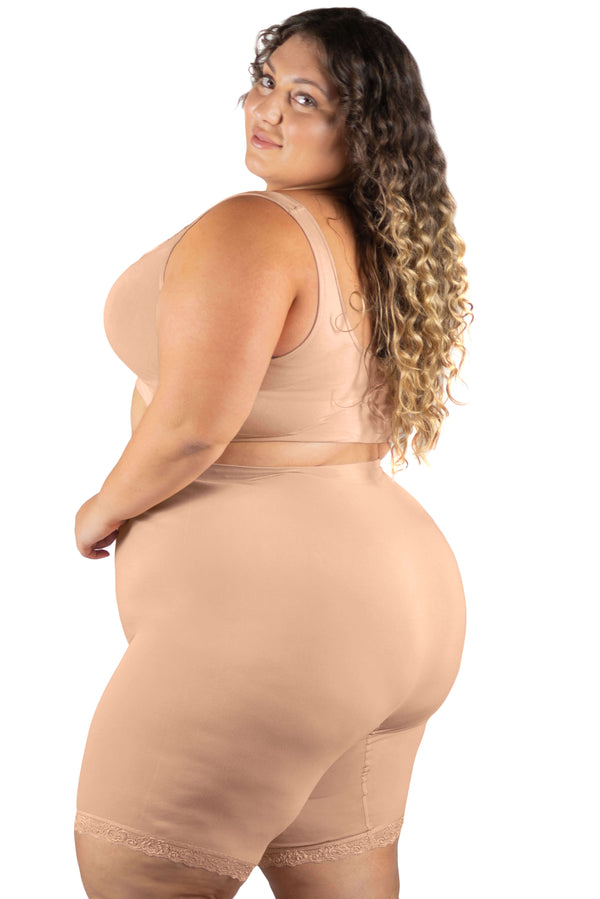 Plus Size Anti Chafing High Rise Long Cotton Rich Shorts