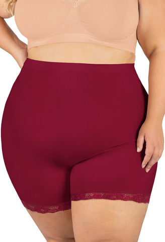 Plus Size Anti Chafing High Rise Long Cotton Shorts - 3 Pack