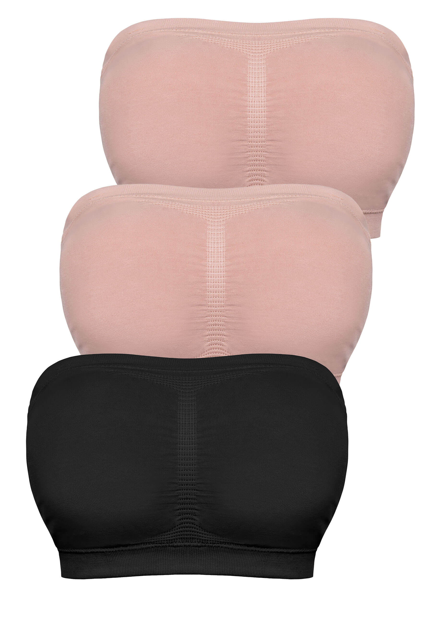 Double Support Full Bust Bamboo Padded Strapless Bra﻿ - 3 Pack