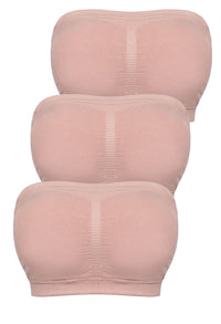 Double Support Full Bust Bamboo Padded Strapless Bra - 3 Pack