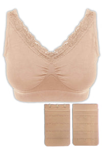 Full Bust Comfortable Wire Free Support Bra + Band Extender Set