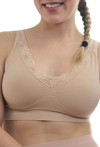 Lace Minimiser Wire Free Bra - Neutrals 3 Pack