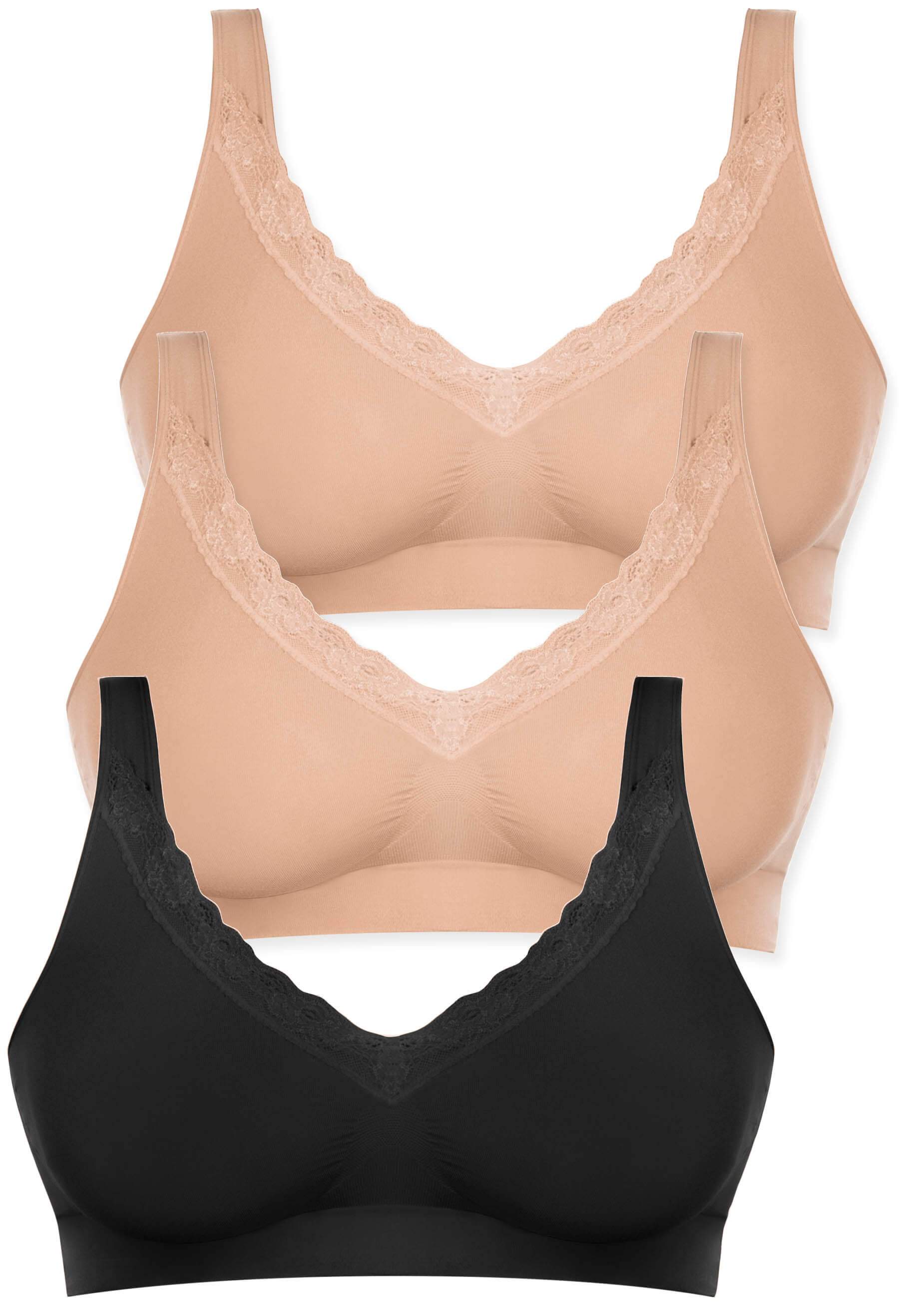 Cotton Lace Sleep Bra 3 Pack Fits Up to Cup E B Free Australia