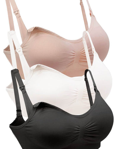 4101B 3-pack bras, black, nude, white