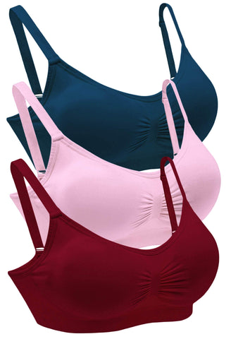 Bamboo Padded Wire Free Bra - Fancy 3 Pack