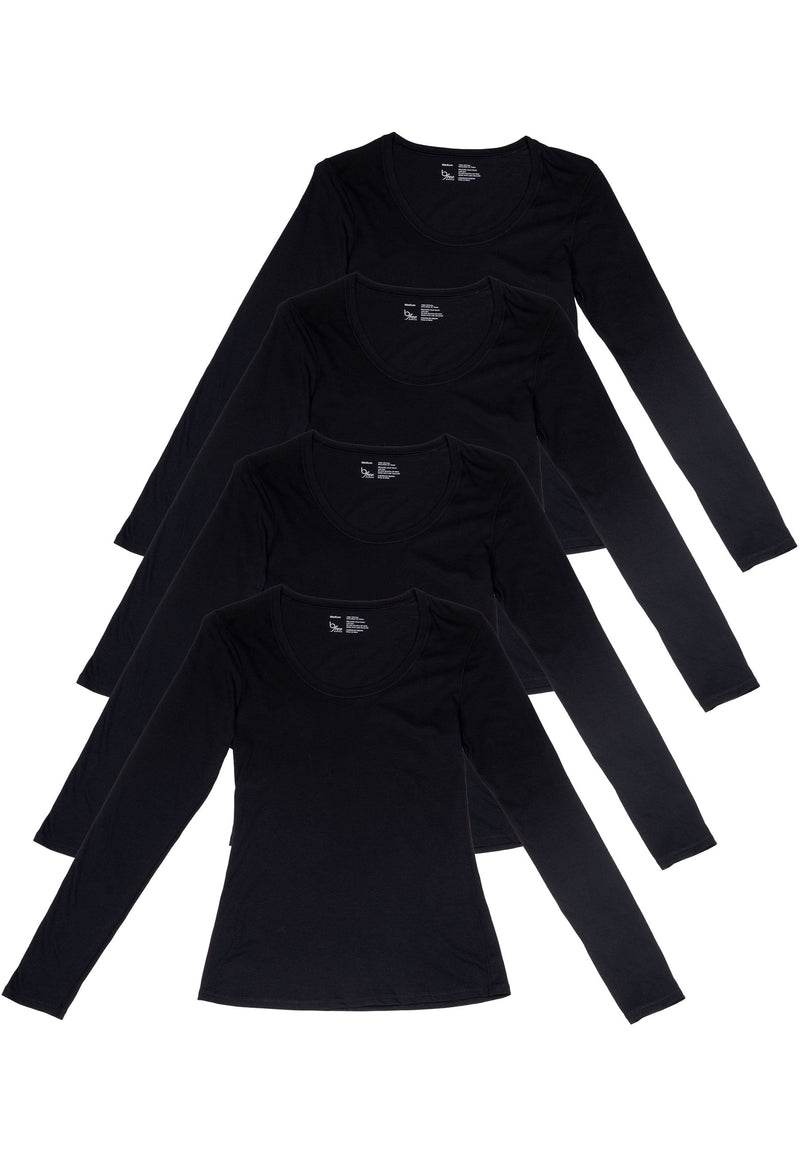 Superfine﻿ 100% Cotton Long Sleeve Top - 4 Pack