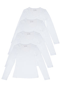 Superfine﻿ 100% Cotton Long Sleeve Top - 4 Pack