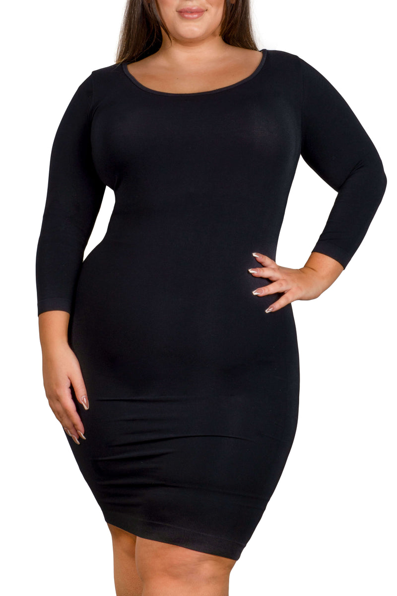 Plus Size Bamboo 3/4 Sleeve Bodycon Dress 2 Pack