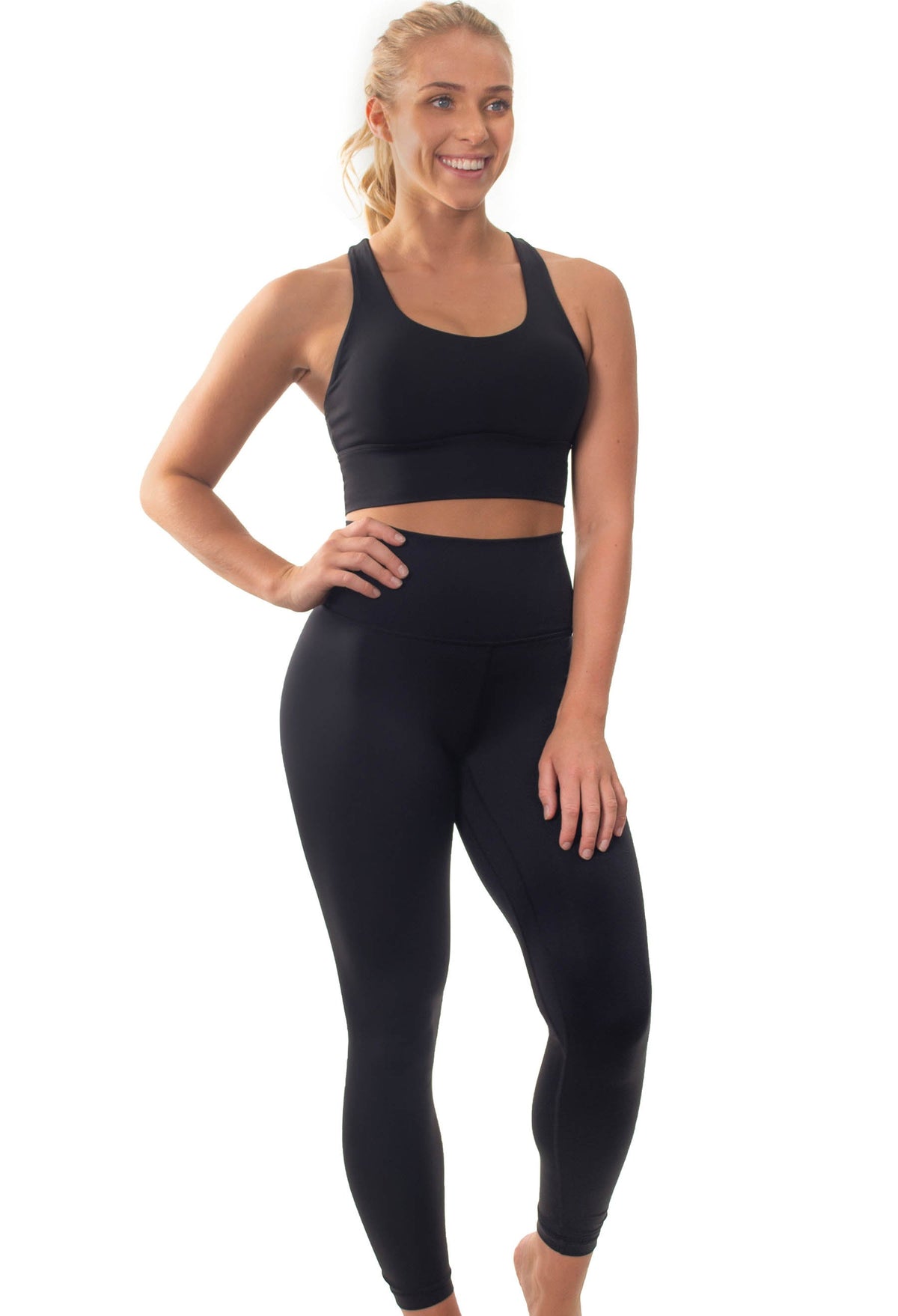 women's gymwear for high impact sports, yoga, pilates, weight lifting in black