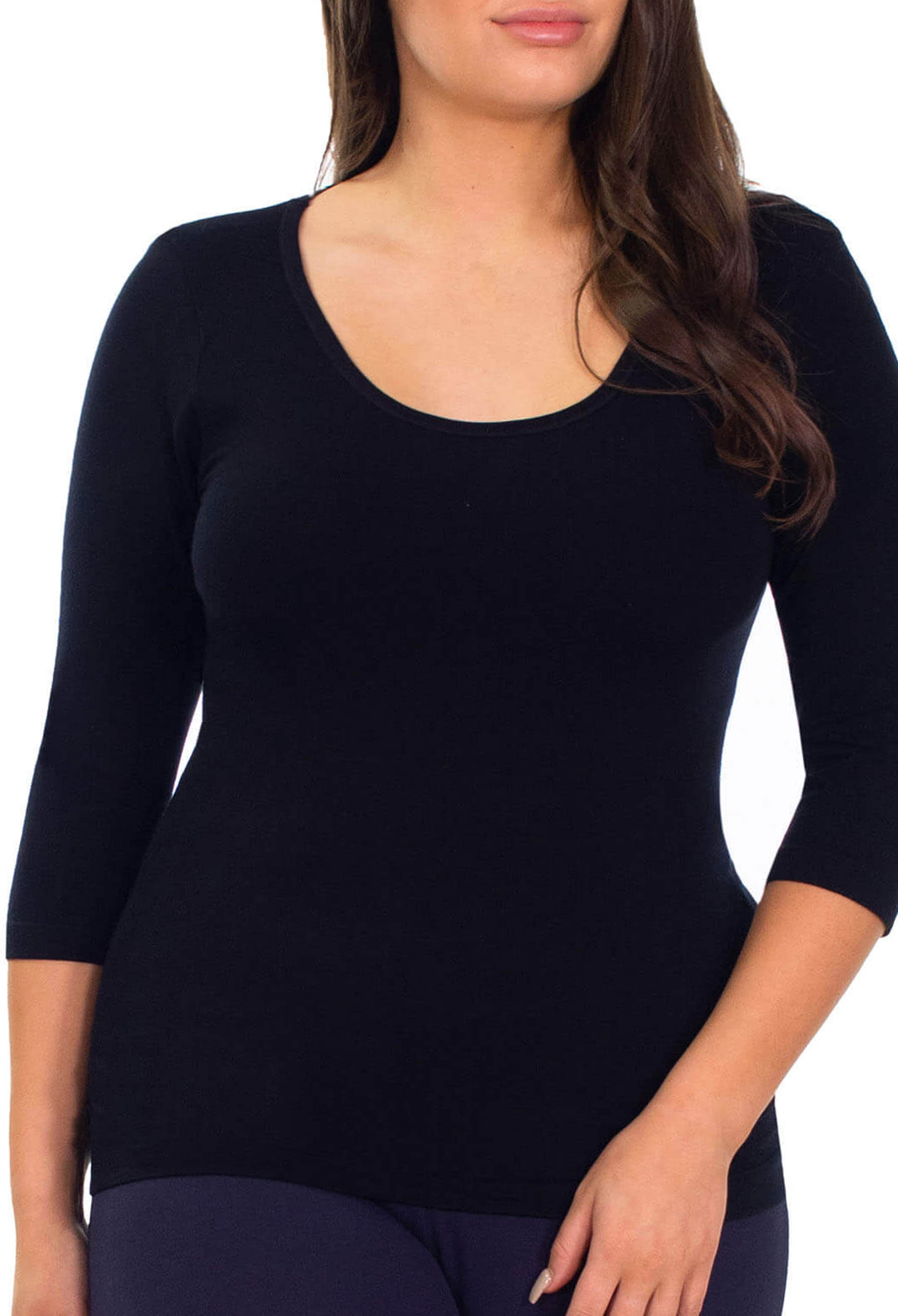 Curvy Bamboo 3/4 Sleeve Top - Silky Soft Bamboo, Embraces Curves