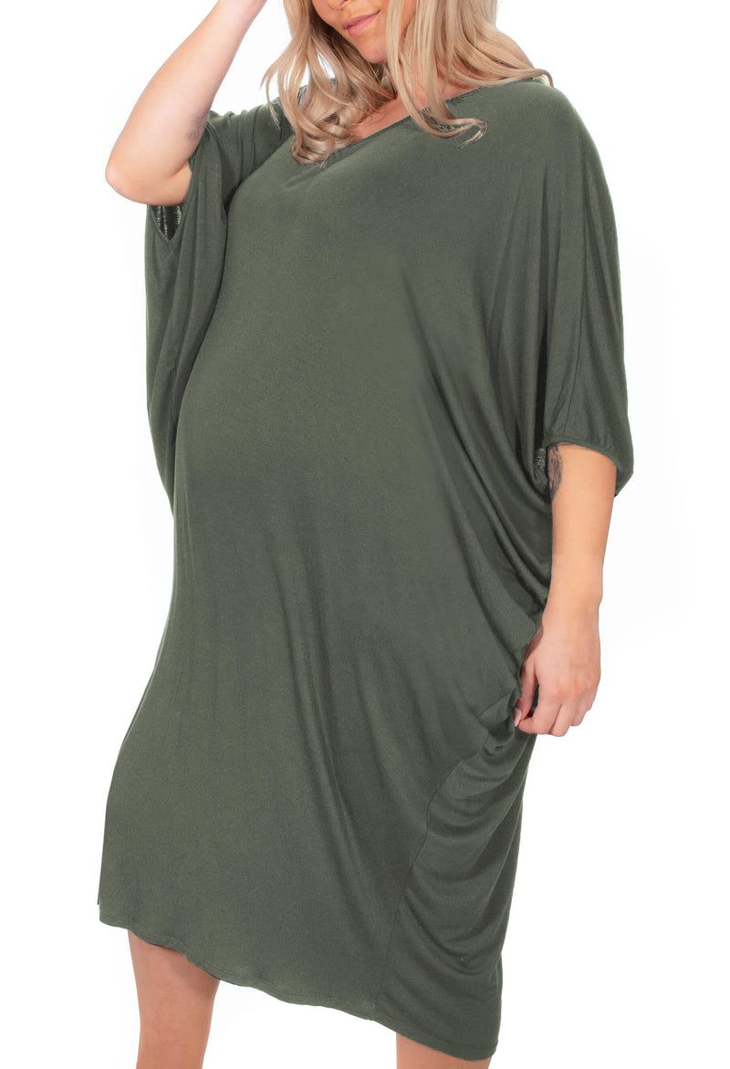 Maternity Bamboo V Neck Draped Dress