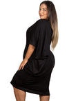 Plus Size Bamboo V Neck Draped Dress