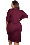 Plus Size Bamboo V Neck Draped Dress