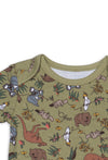 100% Organic Cotton Short Sleeve Baby Bodysuit - Khaki Native Aussie Animals