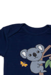 100% Organic Cotton Short Sleeve Baby Bodysuit - Navy Koala